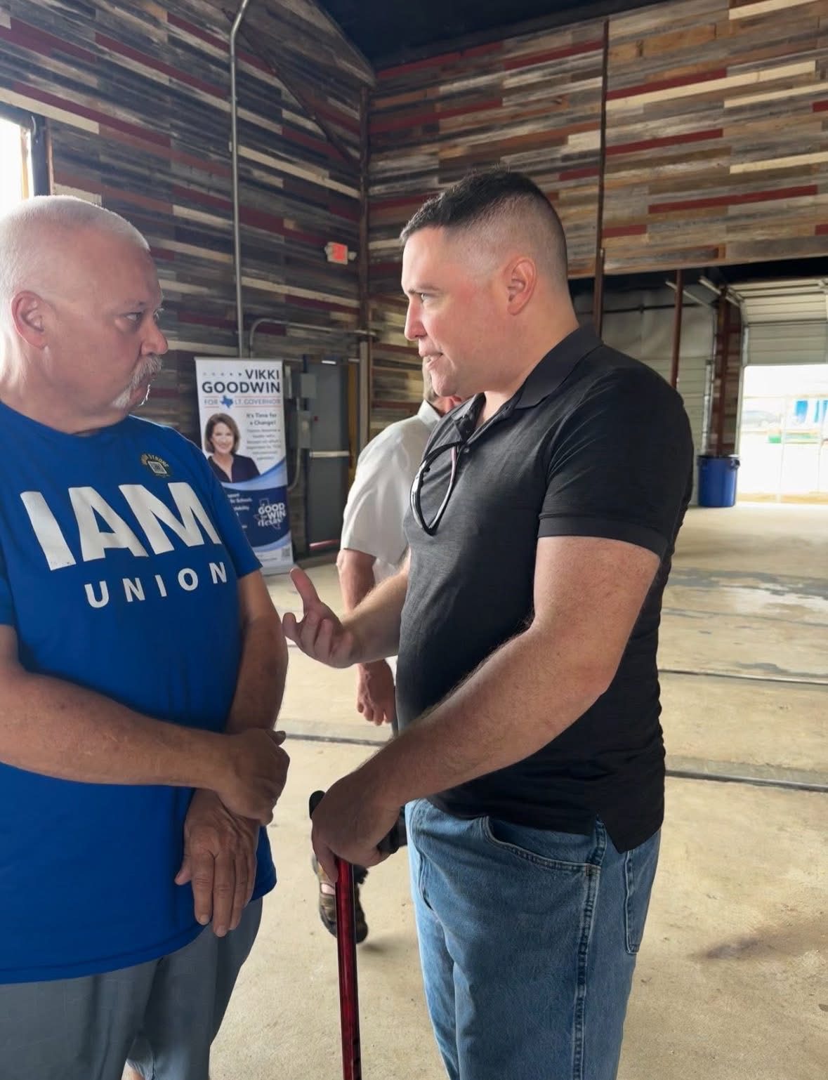 Nick Pappas meeting with union members and working families.