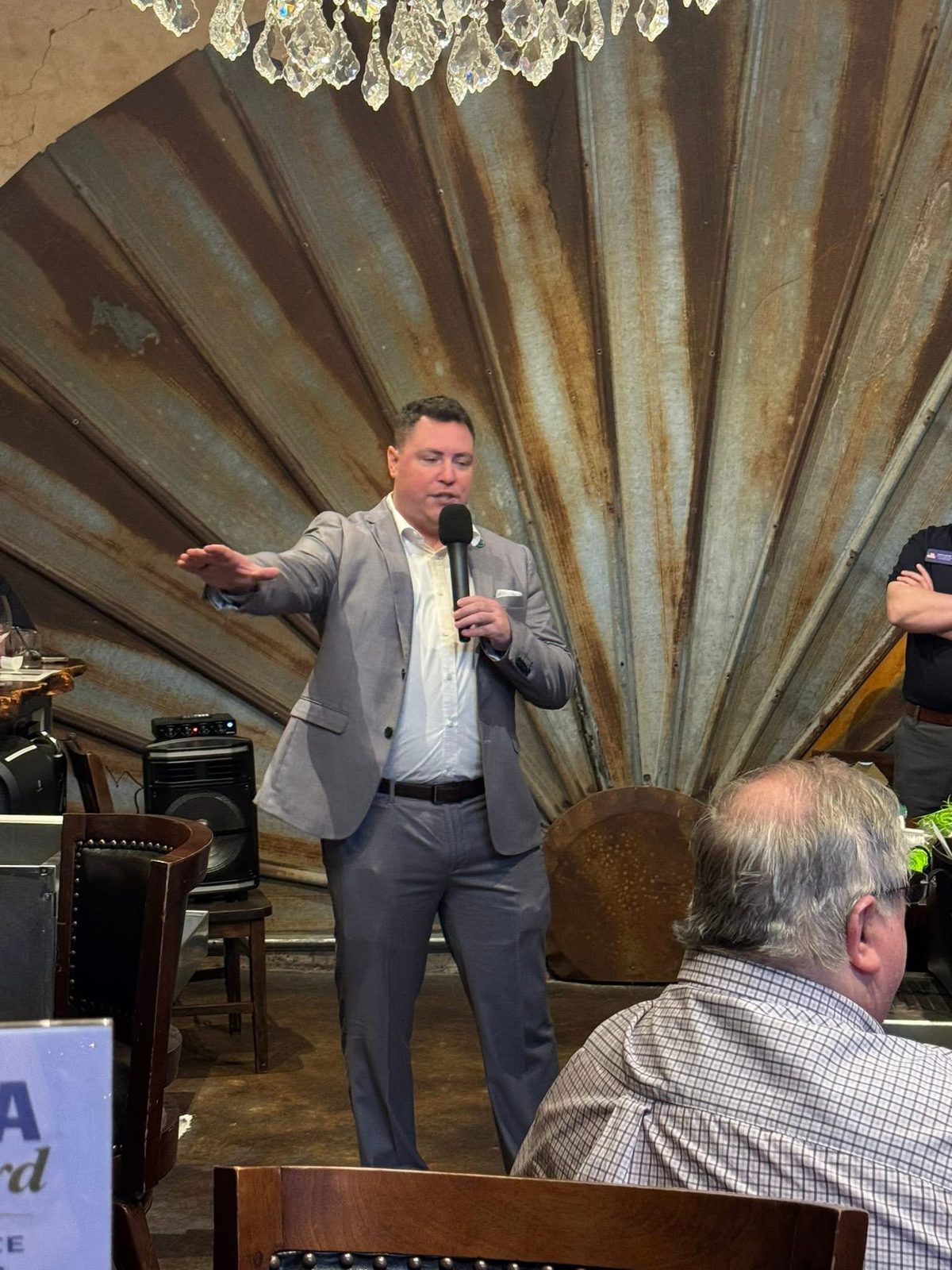 Nick Pappas speaking at a campaign event.